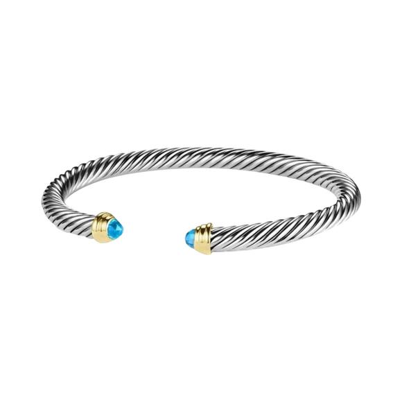 David Yurman Sterling Silver Topaz Cable Classic Cuff - Picture 1 of 10